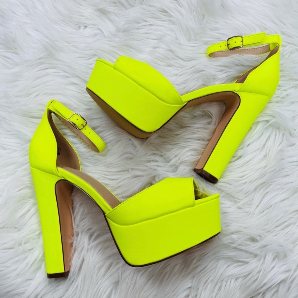 Neon yellow platform heels